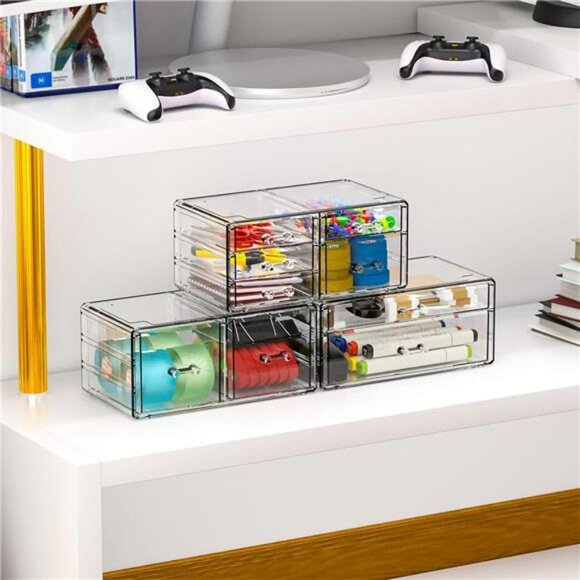 Clear acrylic stackable makeup organizer 9 drawer cosmetic storage bins - Picture 5 of 7